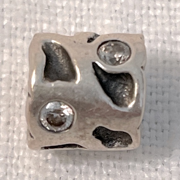Pandora Jewelry - Authentic Pandora Retired Sterling Silver Cut Out Shapes Clear CZ Barrel Bead